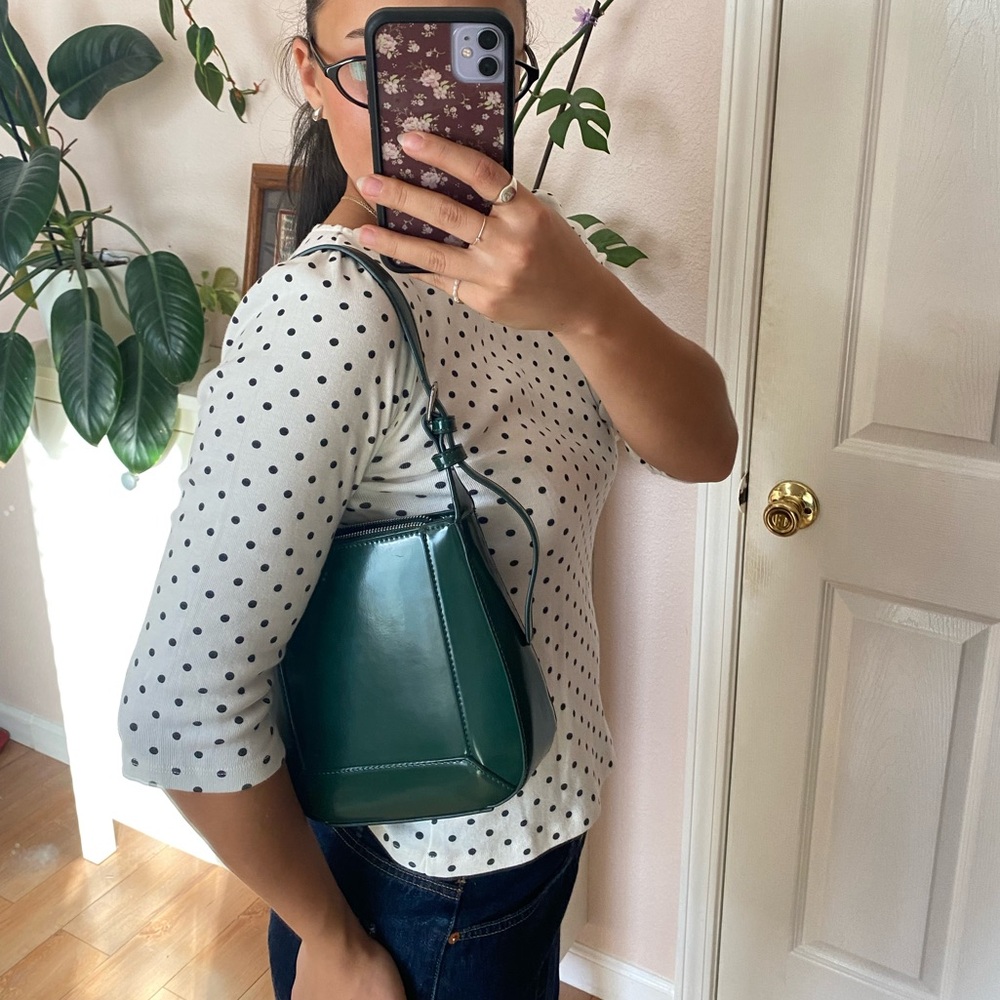 Zara patent leather green shoulder bag
